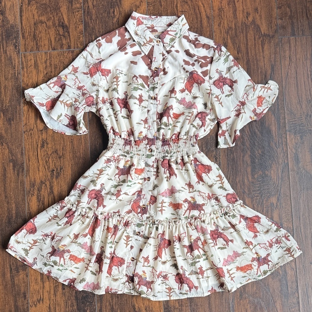 Fashion Express dress size small rodeo print (G2)